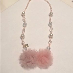 Netting Flowers Pearls Crystals Beaded Necklace